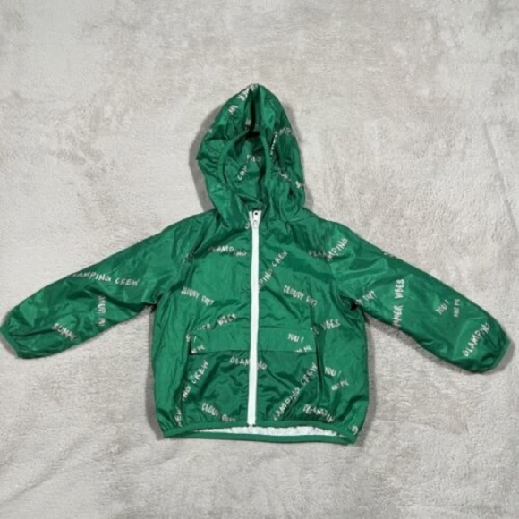 NWT Zara Girls‎ Petite Women's Green Pink Text Hooded Windbreaker Jacket 11-12 - Picture 6 of 9